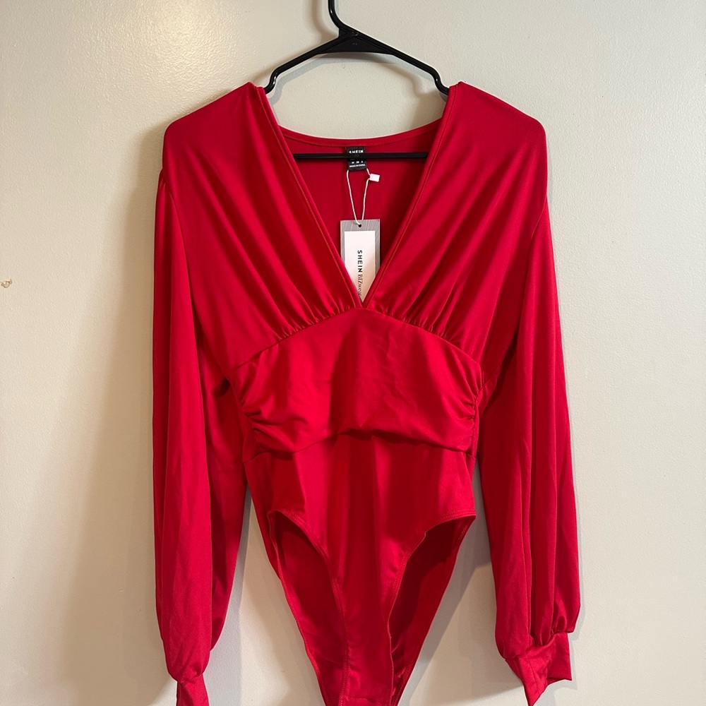 Red Long Sleeve Bodysuit